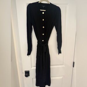 Who What Wear Midi Sweater dress - Black Knit with Gold buttons NWT